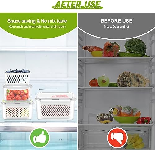 6 Pieces Large Fruit Produce Storage Containers for Fridge Keep Fresh - Image 3