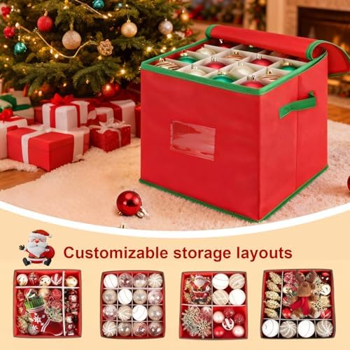 Xmas Ornament Storage Box Up To 64 Balls with 4 Separate Removable Trays - Image 2