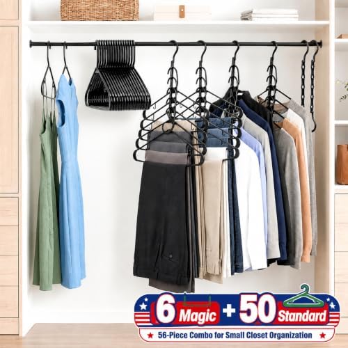 HOUSE DAY 6 Pack Magic Hangers and 50 Pack Plastic Hangers, Hangers Set - Image 2