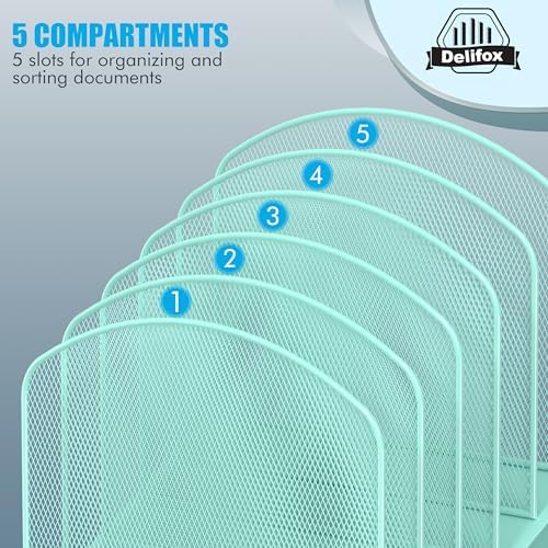 Delifox Inclined Desk File Organizer, Vertical File Folder Holder Stand - Image 6