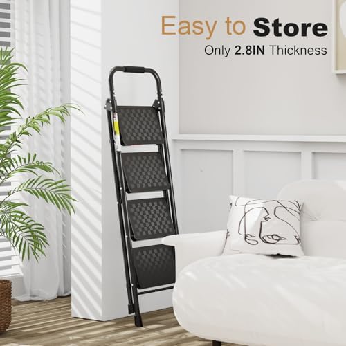 HBTower 4 Step Ladder with Wide Anti-Slip Pedal and Cushioned Handle - Image 5
