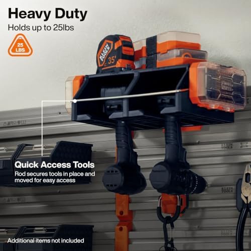 Klein Tools 54867MB MODbox Power Tool Dock, Modular Wall Mount for Cordless Drills and Impact Drivers, Secure Steel Locking Rod, Tool-Free Installation for Garage, Trailer, and Jobsite Organization - Image 6