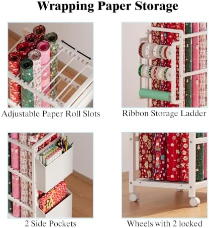 NinPeen Gift Wrapping Paper Organizer&Storage Cart with Slap Bracelets - Image 4