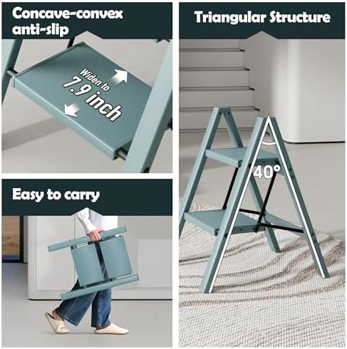 Taranta 2 Step Stool Foldable,Aluminum Step Ladder-Serene Blue - Image 4