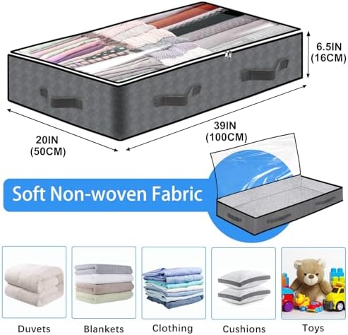 BiCINE 4 Pack Under Bed Storage, 95L Foldable Closet Containers Organizers - Image 2