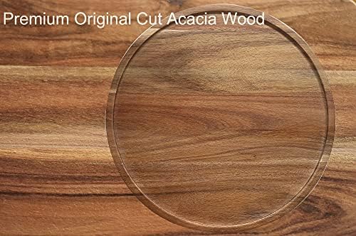 13" Acacia Wood Lazy Susan Organizer Kitchen Turntable for Cabinet Pantry Table Organization - Image 4