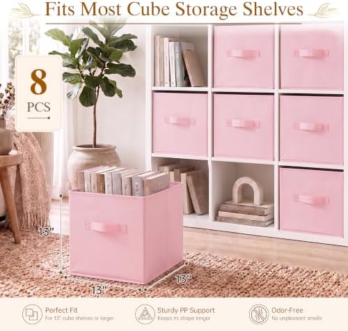 Criusia Storage Cubes - 13 Inch Heavy Duty Fabric Storage Bins for Shelves Closet Cube Organizer - 8 Pack Collapsible Cube Storage Bins Baskets for Clothes Blankets Toys - Nursery Organization - Image 2