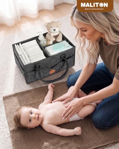Maliton Felt Diaper Caddy Organizer for Changing Table - Large, Dark Grey - Image 2