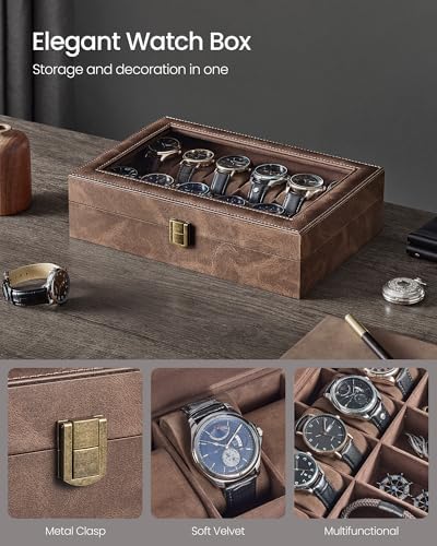 SONGMICS Watch Box, 12-Slot Watch Case with Large Glass Lid - Image 4