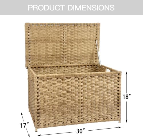 Wicker Storage Trunk, Large Storage Basket with Lid,Rural Natural - Image 3