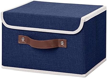 ANMINY Fabric Storage Box Bins with Lids, Blue, 10"x8"x7" by ANMINY
