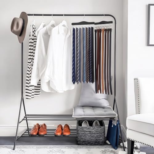 Belt Hanger for Closet, Holds Up to 42 Belts, Sturdy Wooden Belt Rack with 14 Hooks, Space-Saving Belt and Tie Organizer for Closet Storage - Image 6