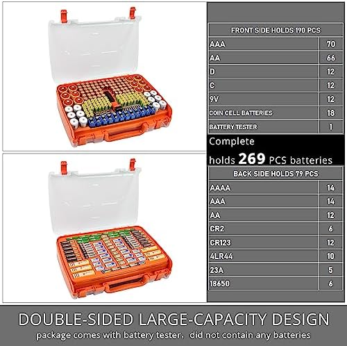 Battery Organizer Storage Case with Tester for 269 Batteries, Double Sides - Image 3