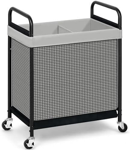 STORAGE MANIAC Rolling Laundry Hamper with Wheels 2-Section Laundry Sorter Rolling Laundrys Basket on Wheels with Removable Bag Clothes Hamper Laundrys Organizer Cart Bathroom Bedroom 100L Grey by STORAGEMANIAC