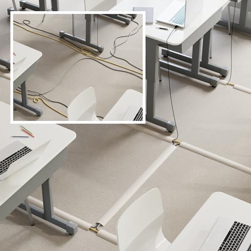 D-Line 30ft Floor Cord Cover, Floor Cable Protector, Extension Cord Cover, Protect Wires & Prevent Cable Trips, Cable Management Solution - Cord Cavity = 0.63" (W) x 0.31" (H) - Beige - Image 5