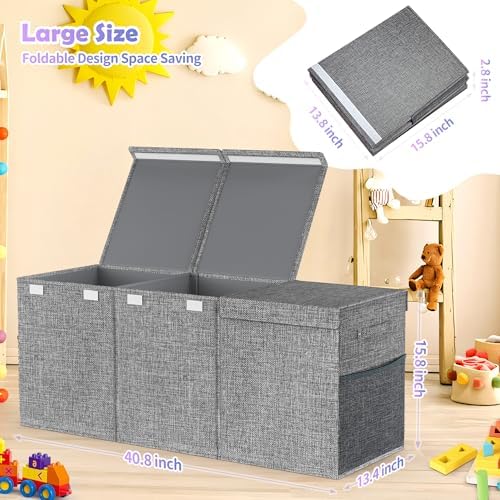 Extra Large Toy Box with Lids, Large Storage Chest Organizer, 40"x14"x16" - Image 7