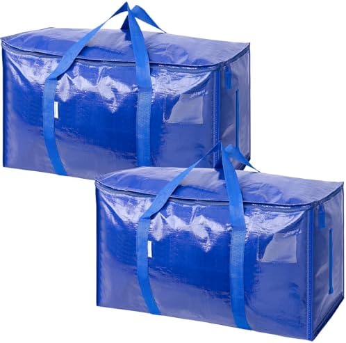 TICONN 2 Pack Extra Large Moving Bags with Zippers & Carrying Handles, Heavy-Duty Storage Tote Moving Boxes for Space Saving (2 PK, 30 Gallon) by TICONN