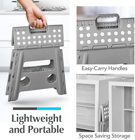 Handy Laundry Folding Step Stool 13 Inch, Grey, Non-Slip Holds 300 lbs - Image 6
