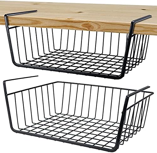 2Pcs Under Shelf Basket Metal Wire Under Cabinet Basket for Kitchen Pantry by ELEATTRUN