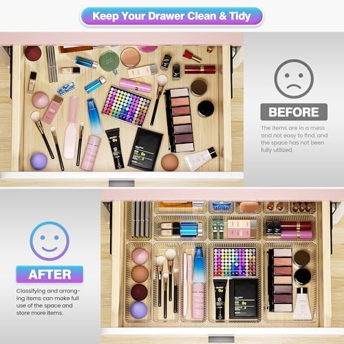 15 PCS Clear Plastic Drawer Organizer Set, Makeup Organizer Trays - Image 3