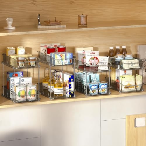 Delamu 2-Tier Under Sink Organizers and Storage, Multi-Purpose Stackable Bathroom Cabinet organizers, Pull Out Kitchen Pantry Organization and Storage with Dividers(3 Pack, Grey) - Image 3