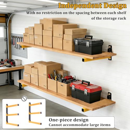 Lumber Storage Rack Heavy Duty Wall Mount Storage Shelves Sturdy Garage Shelving Freestanding Metal Firewood Rack DIY friendly Wall Storage for Indoor & Outdoor - Image 4