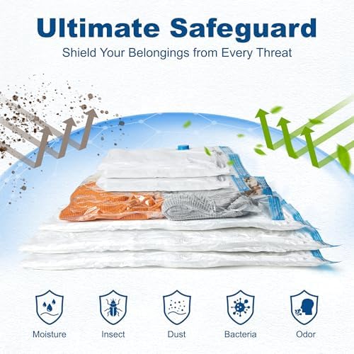 HOUSE DAY 10 Large Vacuum Seal Bags For Clothing Travel, 80% Space Saving Travel Vacuum Bags with Electric Pump, Vacuum Storage Bags For Clothes, Comforters, Bedding, Moving, Storage & Organization - Image 5