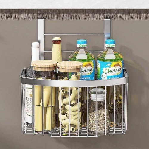 304 stainless steel Storage Basket, Wall Mounted Kitchen Bathroom, Hanging Cabinet Door Storage Basket, no Drilling, Strong Bearing, Suitable for Home - Image 7