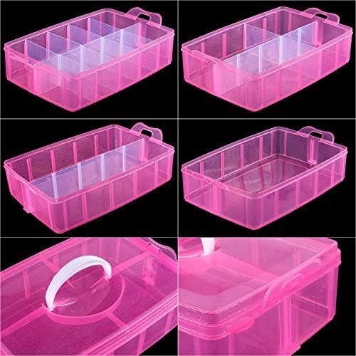 Bead Organizer 3 tier 30 grid Stackable Craft Hair Tackle Storage Pink - Image 3