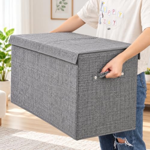Large Toy Box Storage with Lid, Collapsible Sturdy Toy Chest Storage Bin - Image 5
