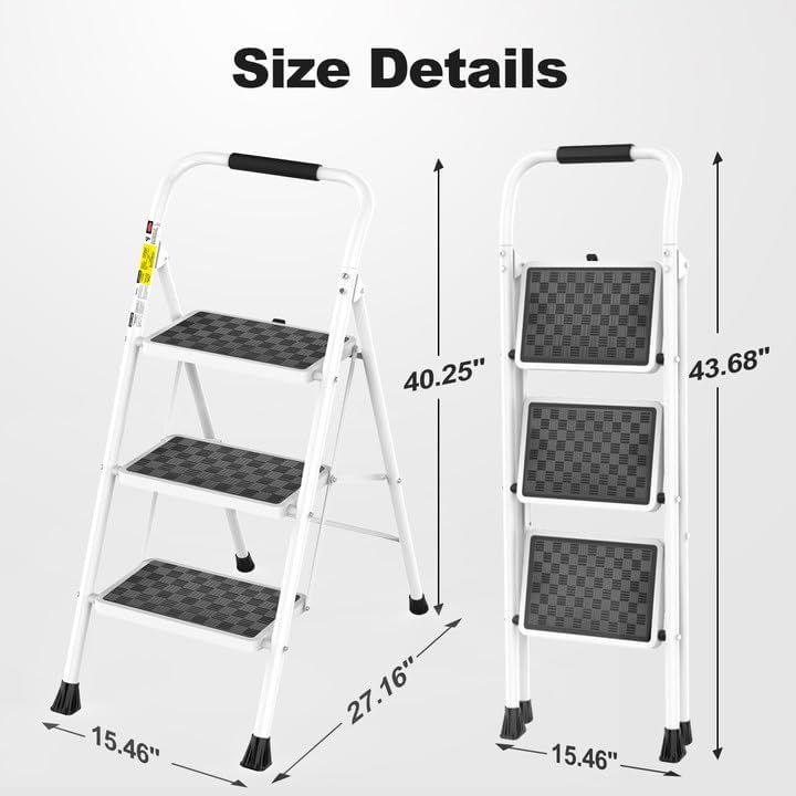 HBTower 3 Step Ladder, 3 Step Stool for Adults Folding Step Stool - Image 7
