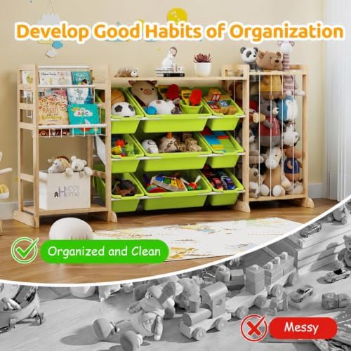 65" Large Toy Storage Organizer with Bookshelf and Stuffed Animal Storage - Image 6