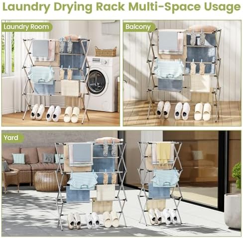 APEXCHASER Stainless Steel Clothes Drying Rack, 45.28" H × 14.57" D - Image 3
