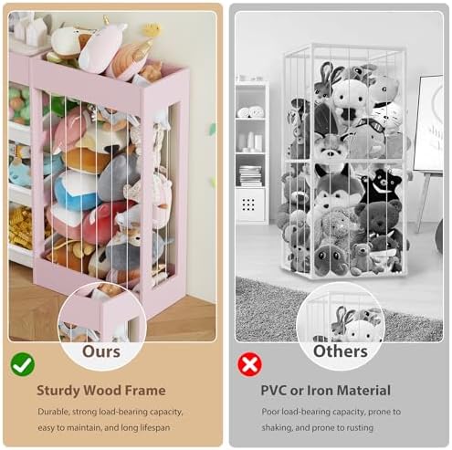 VontinT 2Pcs 50.6" W Toy Storage with Stuffed Animal Organizer&Bins, Wooden - Image 5