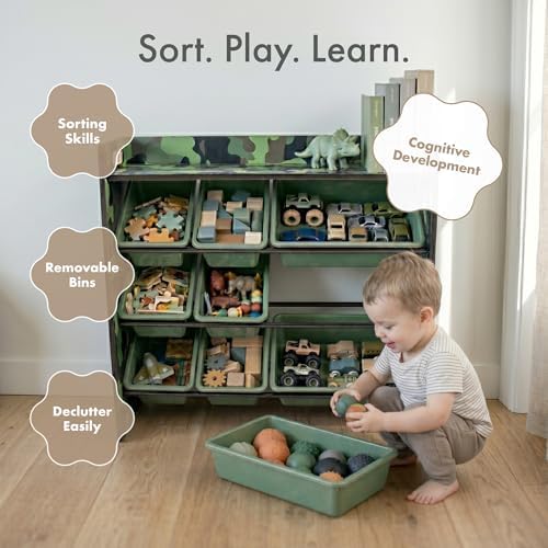 Humble Crew Kids Toy Organizer with Display Shelf, 9 Bins, 3 Tier Storage - Image 6