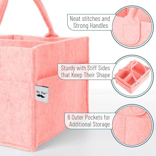 Mr. Pen- Baby Diaper Caddy Organizer, 2 Pack, Pink - Image 3