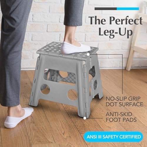 Handy Laundry Folding Step Stool 13 Inch, Grey, Non-Slip Holds 300 lbs - Image 2