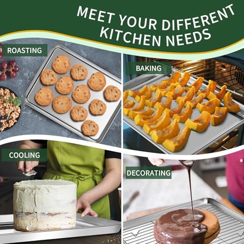 Baking Sheet with Cooling Wire Rack Set, Stainless Steel 2 Pans + 2 Racks - Image 6