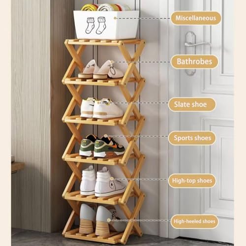 Vertical Shoe Rack Small, 5 Tier Portable Folding Shoe Storage Rack, Without Installation Free Standing Shoe Rack for Corridors, Bedrooms Living Room Corner and Small Spaces (5 Tier) - Image 6