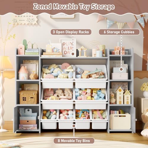 FOTOSOK Toy Storage Organizer with 8 Toy Bins, Toy Organizer Toy Bin for Kids - Image 5