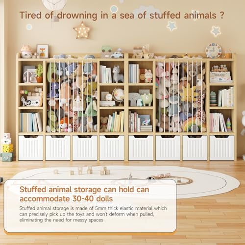 ONBRILL 3-in-1 Toy & Stuffed Animal Storage, 4 Movable Toy Chest, Natural - Image 6