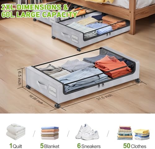 Beborxue Under Bed Storage with Wheels, 4-Pack (Gray) - Image 2
