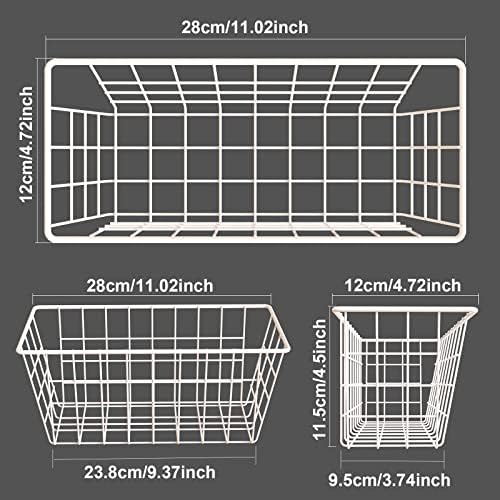 MaraFansie Wall Wire Baskets Adhesive Basket Hanging Kitchen Baskets No Drilling for Cabinet & Pantry Organization and Kitchen, Bathroom, Bedroom Storage, 4 Pack, White - Image 2