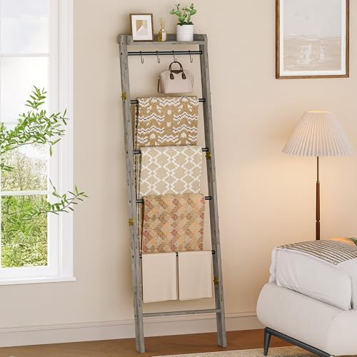 Hzuaneri Blanket Ladder Shelf, Farmhouse Ladder Holder, Blanket Organizer by Hzuaneri