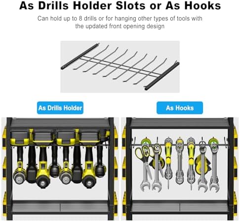 JUNNUJ Power Tool Organizer Cart with Charging Station, 10 FT Cord, Yellow - Image 4