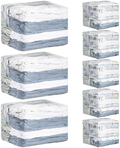 TAILI 8 Pack Cube Vacuum Storage Bags, Combo(3 Jumbo+5 Medium), Cream by TAILI