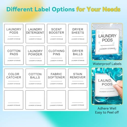 Laundry Pods Container & Dryer Sheet Holder, Laundry Room Organization and Storage Jars with Lids, Labels & Scoops for Powder Detergent Scent Booster - Image 5