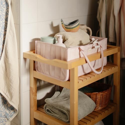 mushie Baby Diaper Caddy | Newborn Essentials Organizer (Pastel Blooms) - Image 6