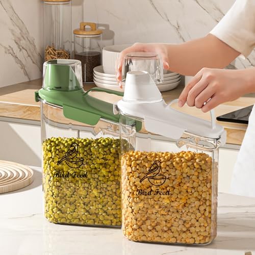 Bird Seed Storage Container Portable-3 Qt/2.8 L Clear Pet Food Container-with Measuring Cup/Lid,Airtight Wild Bird Seed Dispenser for Storing Sunflower Seed|Squirrel proof|BPA Free-Green - Image 7