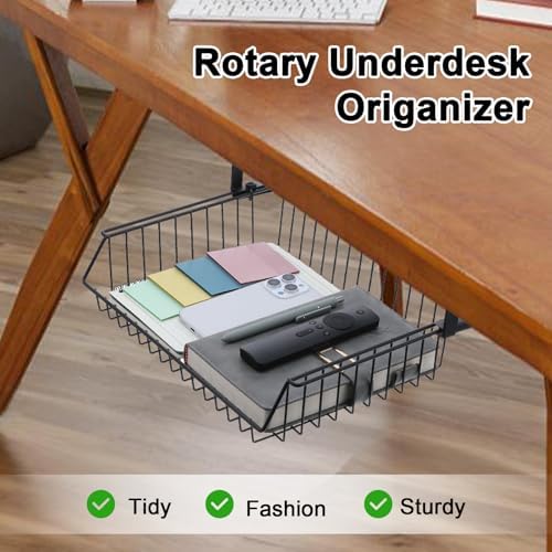 Under Desk Drawer, Slide Out Design,No Drill Metal Under Desk Cable Management, Storage Shelf Tray Basket Under Table Drawer Organizer for Office, Home, Workspace, Cabinet - Image 4